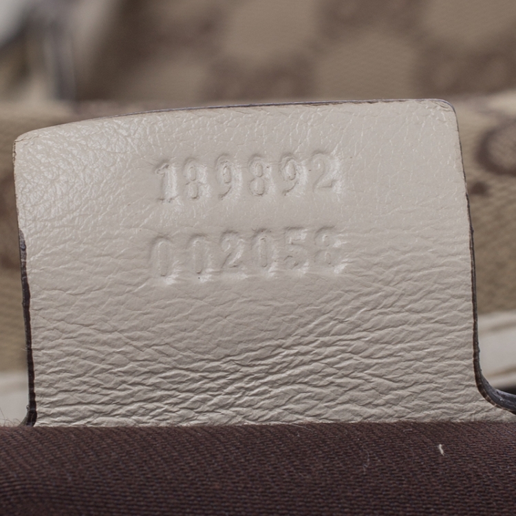 Pre Owned Gucci Beige/Cream GG Canvas and Leather Medium Horsebit Nail Boston Bag