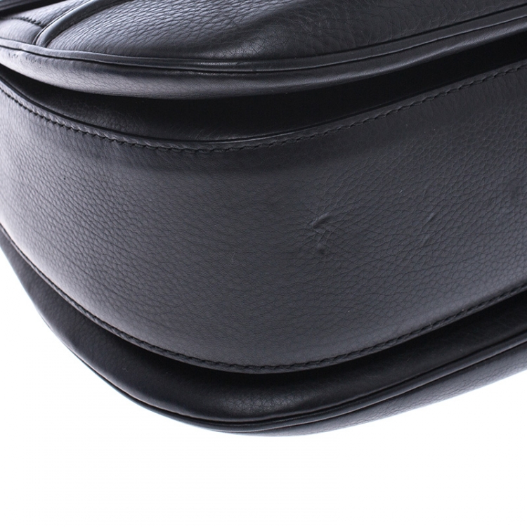 Pre Owned Gucci Black Leather Large New Bamboo Tassel Top Handle Bag