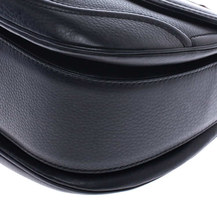 Pre Owned Gucci Black Leather Large New Bamboo Tassel Top Handle Bag