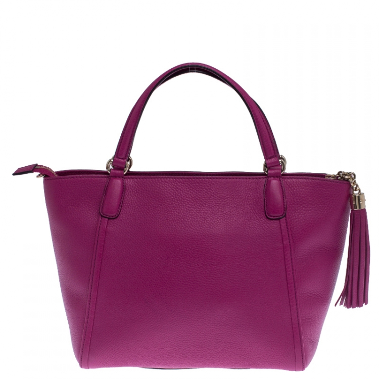 مملوكة مسبقًا Gucci Fuchsia Pebbled Leather Soho Tote