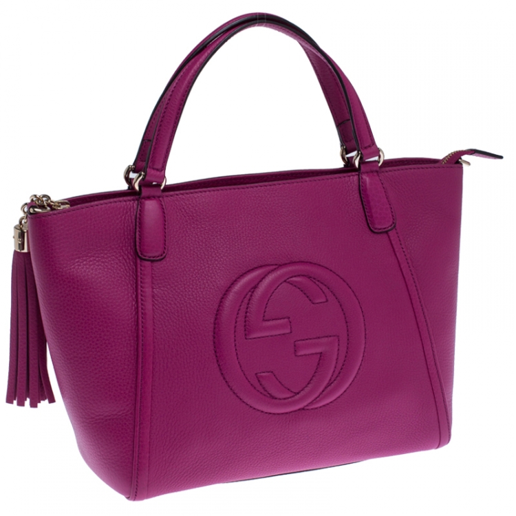 مملوكة مسبقًا Gucci Fuchsia Pebbled Leather Soho Tote