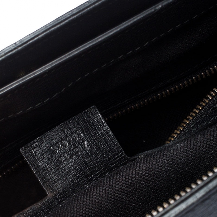 Pre Owned Gucci Black Leather Large Bright Bit Tote