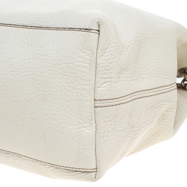 Pre Owned Gucci Off White Leather Medium Soho Tote