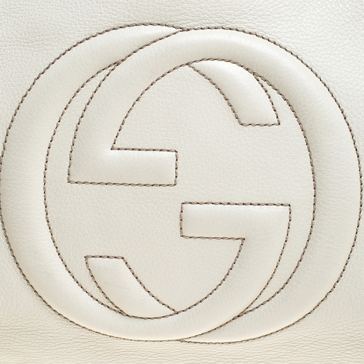 Pre Owned Gucci Off White Leather Medium Soho Tote