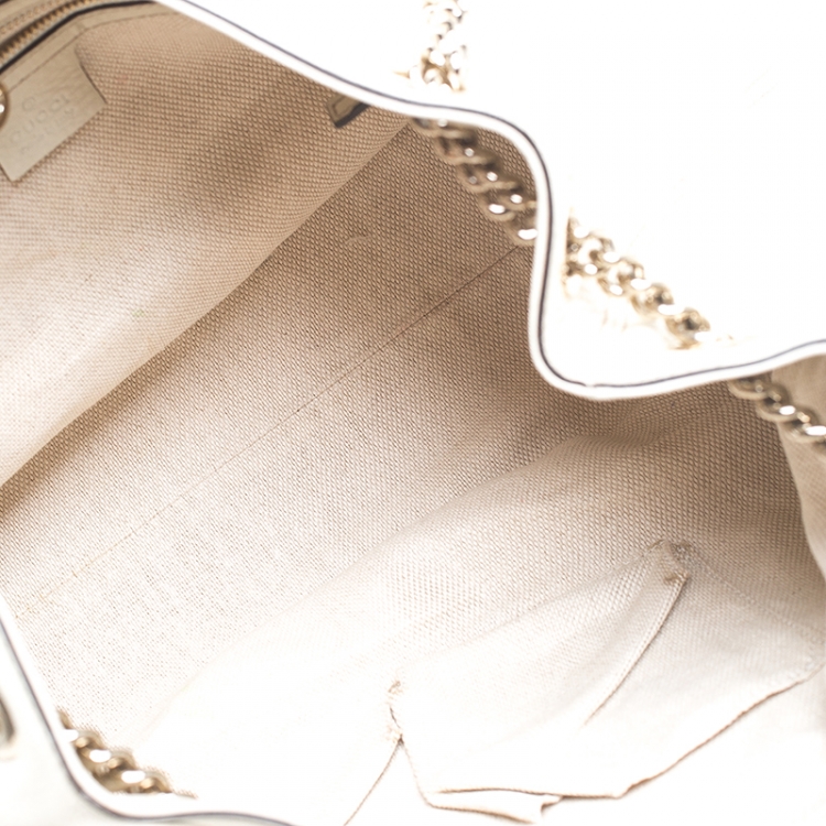 Pre Owned Gucci Off White Leather Medium Soho Tote