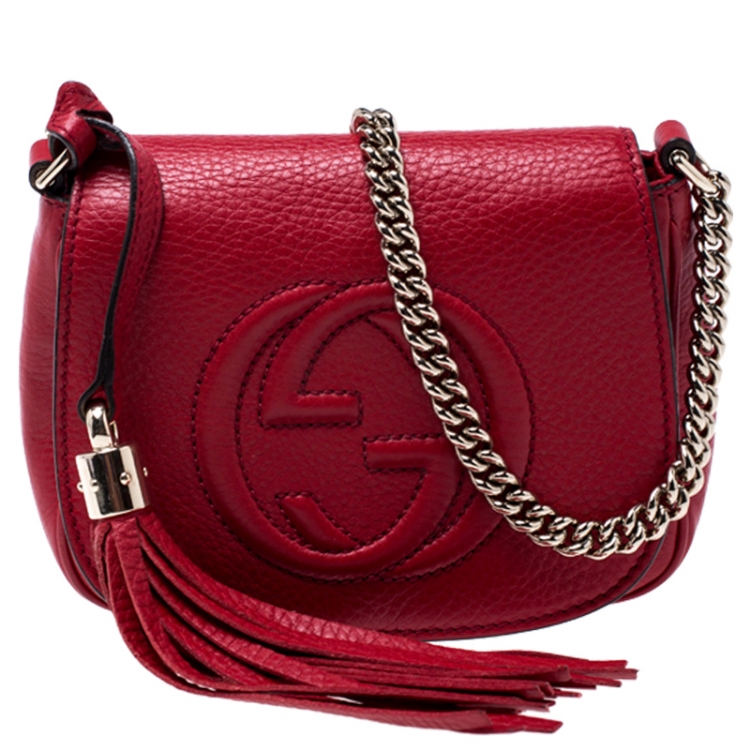 Gucci Red Leather Soho Flap Chain Crossbody Bag Gucci | TLC