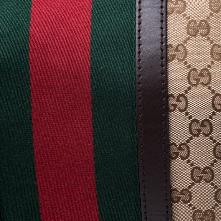 Pre Owned Gucci Brown/Beige GG Canvas Medium Vintage Web Boston Bag