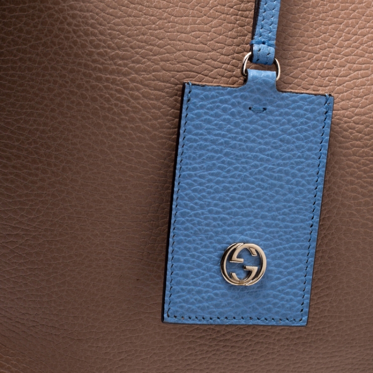 Pre Owned Gucci Beige Leather Large Swing Shopper Tote