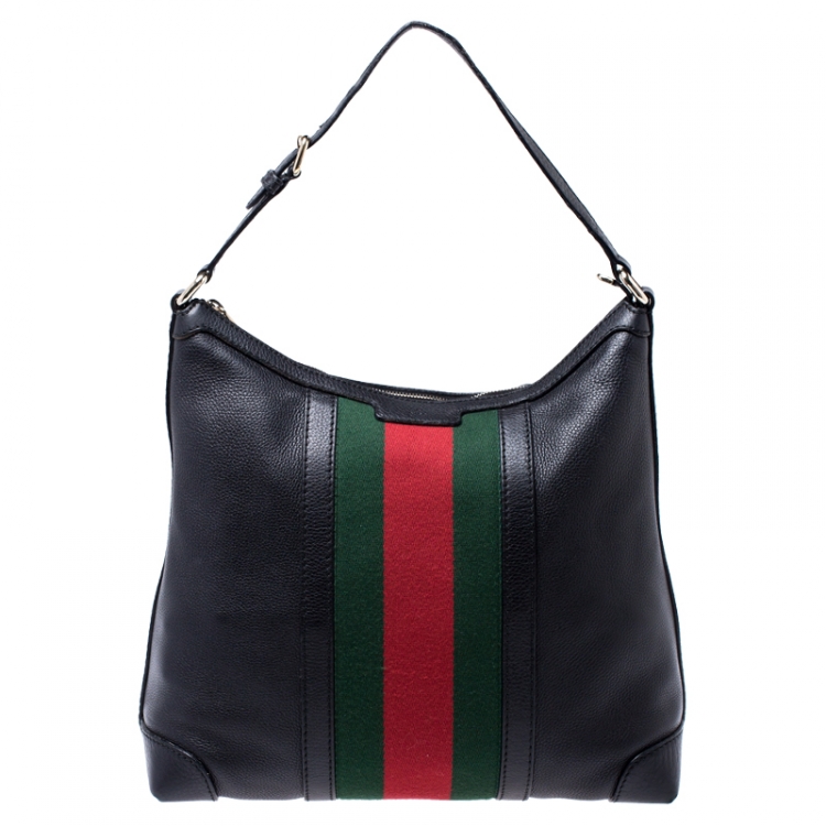 gucci black handbag with stripe