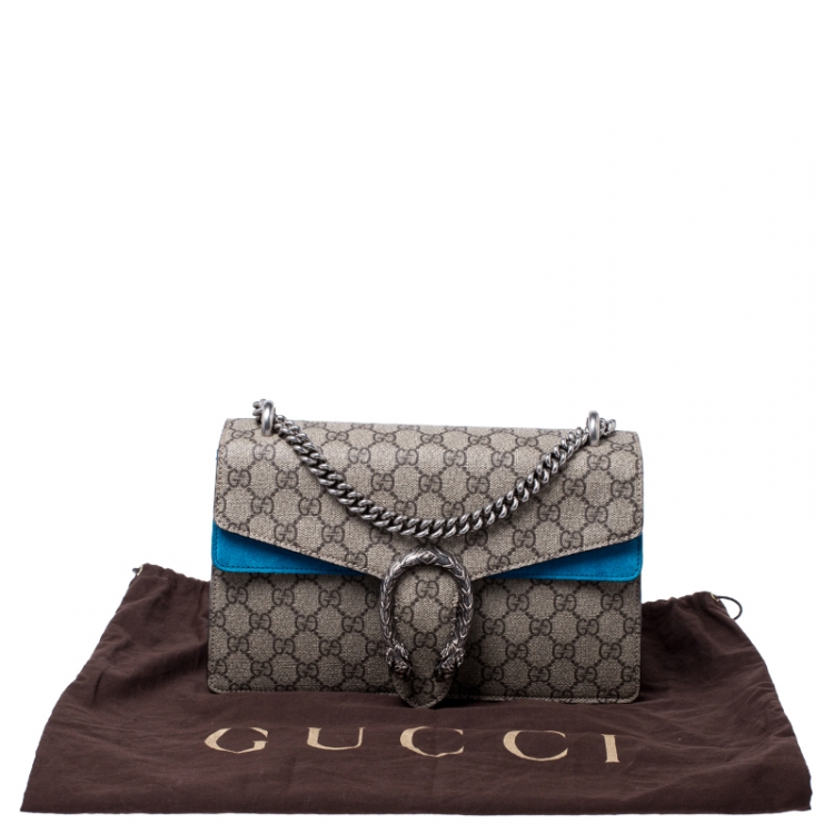 gg supreme canvas & suede shoulder bag