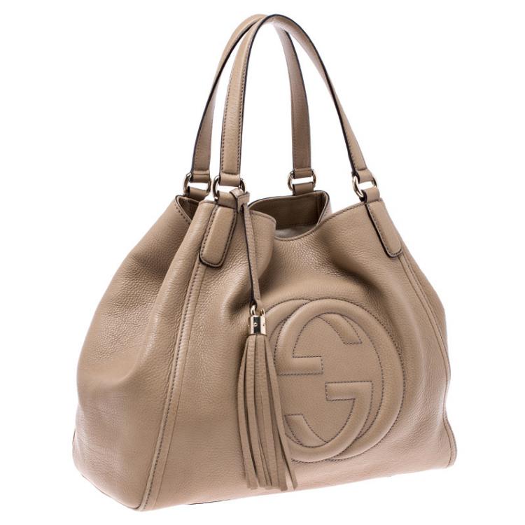 Pre Owned Gucci Beige Leather Small Soho Tote
