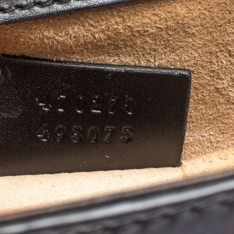 Pre Owned Gucci Black Leather Mini Sylvie Animal Stud Embellished Top Handle Bag