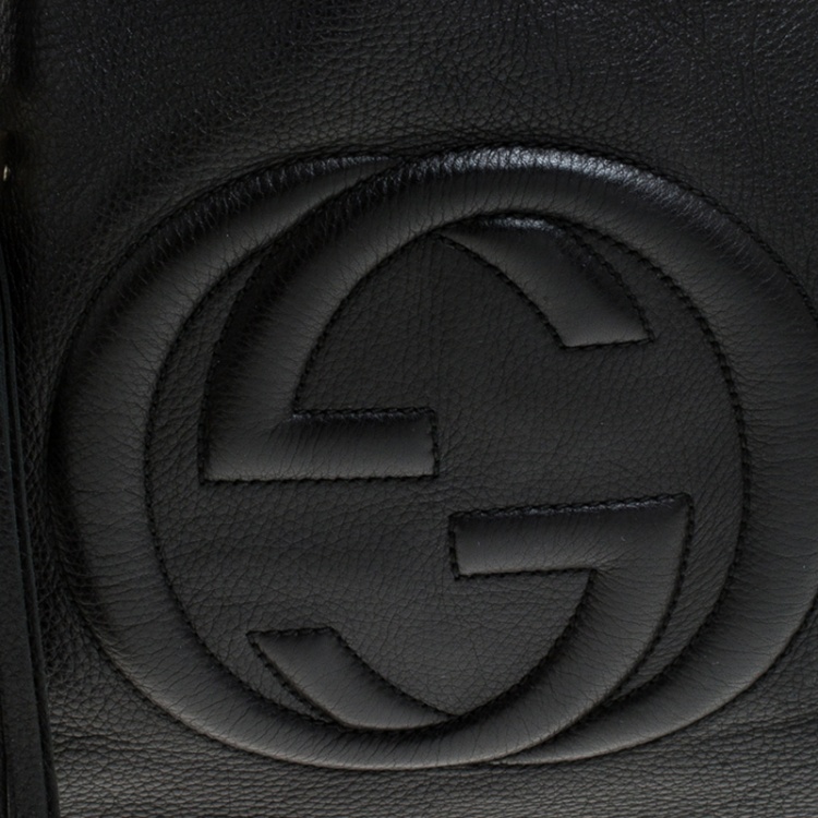 Pre Owned Gucci Black Pebbled Leather Medium Soho Bag
