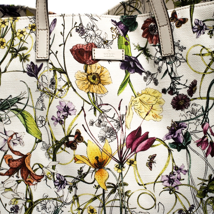 Pre Owned Gucci Multicolor Floral Canvas Large Shopper Tote