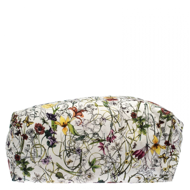 Pre Owned Gucci Multicolor Floral Canvas Large Shopper Tote