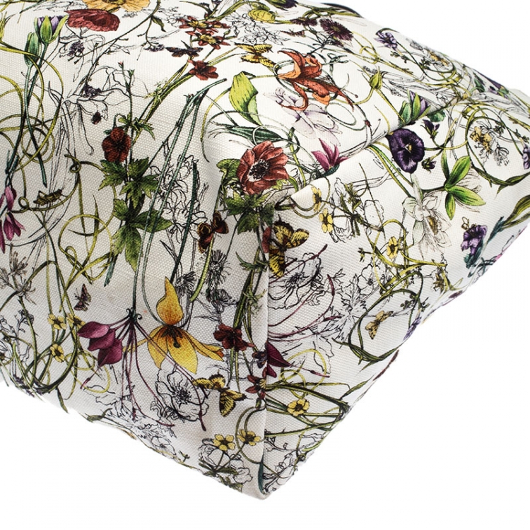 Pre Owned Gucci Multicolor Floral Canvas Large Shopper Tote