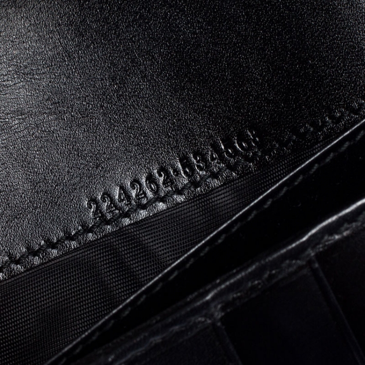 Pre Owned Gucci Black GG Imprime Coated Canvas Wallet on Chain