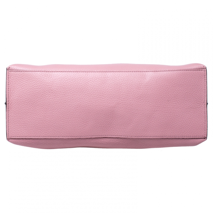 Pre Owned Gucci Pink Leather Medium Bamboo Daily Top Handle Bag