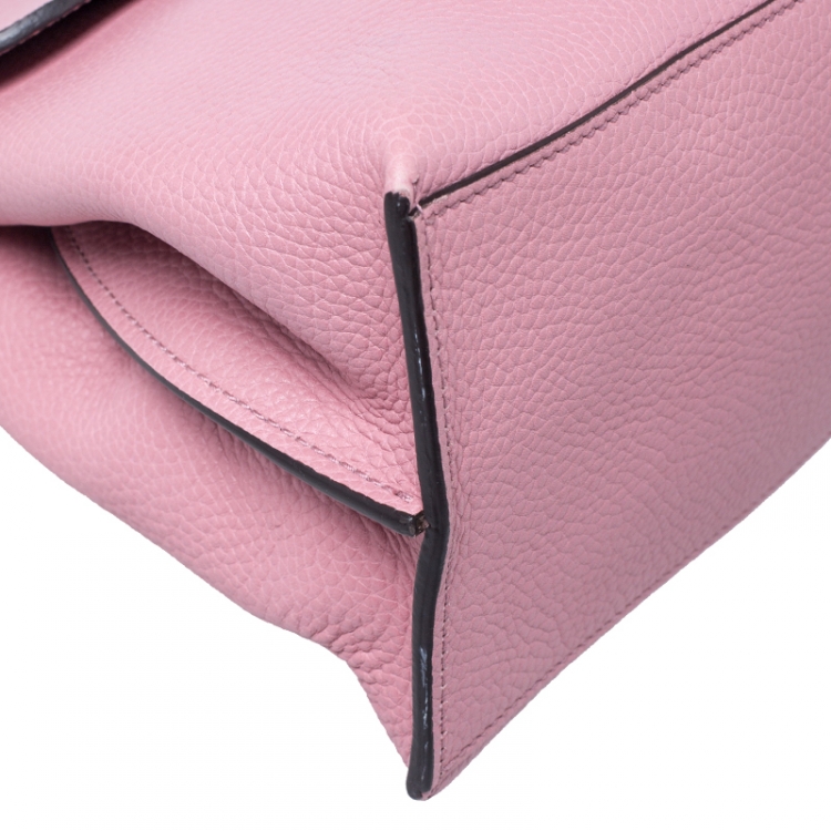 Pre Owned Gucci Pink Leather Medium Bamboo Daily Top Handle Bag