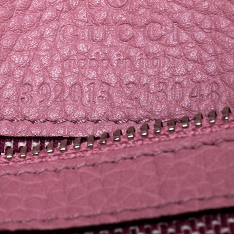 Pre Owned Gucci Pink Leather Medium Bamboo Daily Top Handle Bag