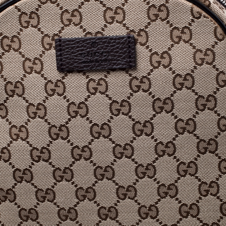 Pre Owned Gucci Beige/Brown GG Canvas and Leather Backpack