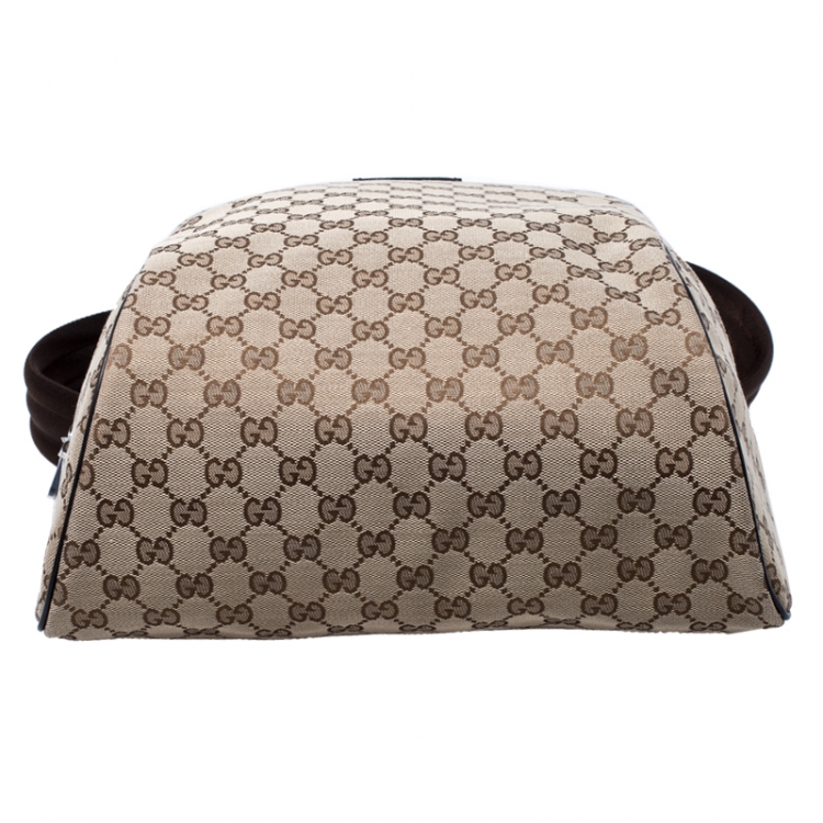 Pre Owned Gucci Beige/Brown GG Canvas and Leather Backpack
