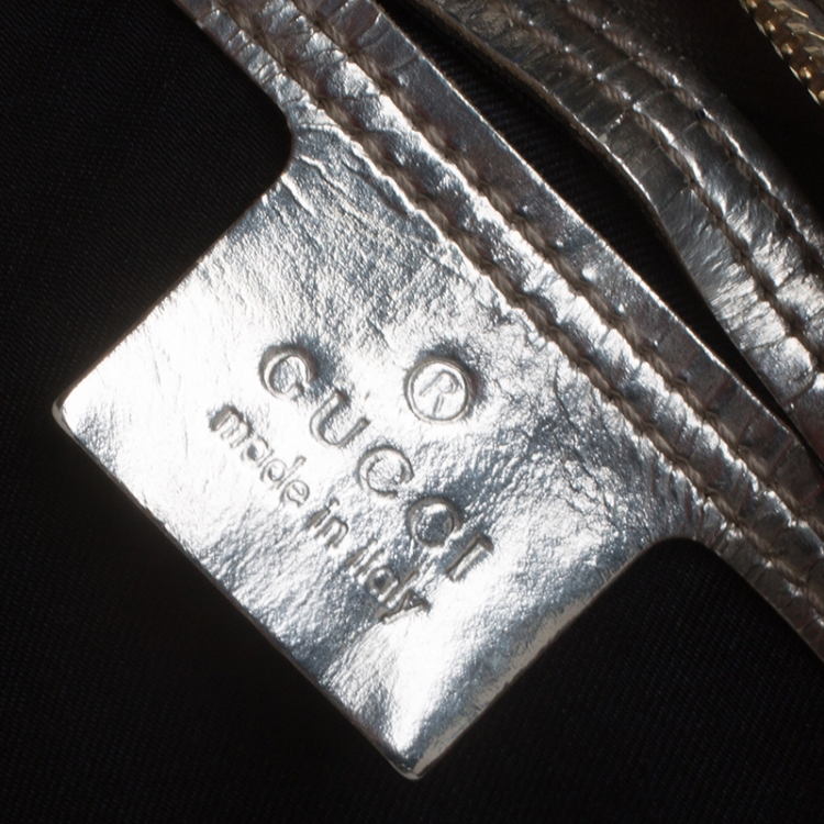 Pre Owned Gucci White/Silver GG Supreme Canvas and Leather Joy Boston Bag