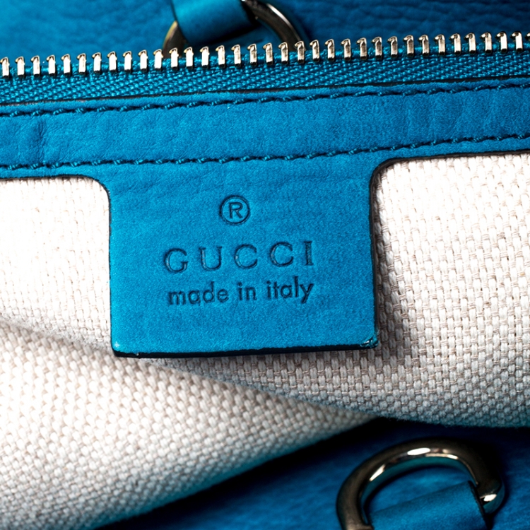 Pre Owned Gucci Blue Suede Medium Soho Tote
