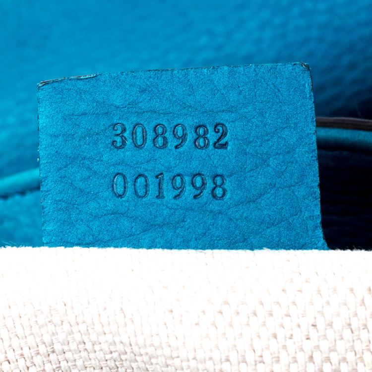 Pre Owned Gucci Blue Suede Medium Soho Tote