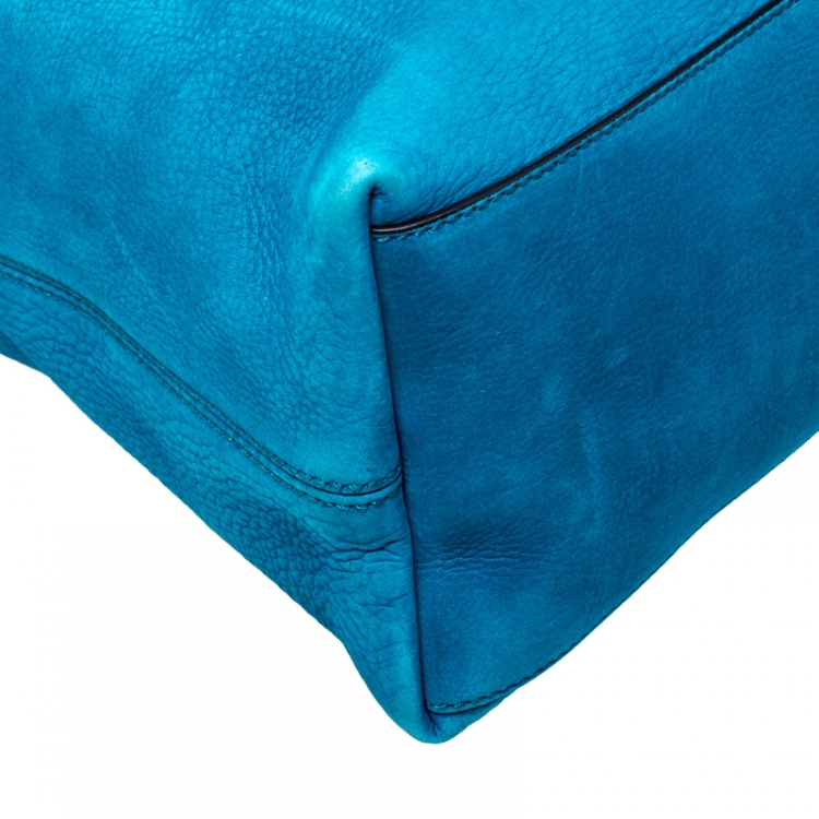 Pre Owned Gucci Blue Suede Medium Soho Tote