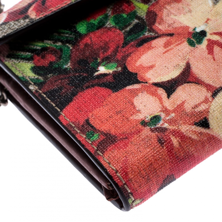 Pre Owned Gucci Multicolor GG Supreme Canvas Dionysus Blooms Print Wallet on Chain
