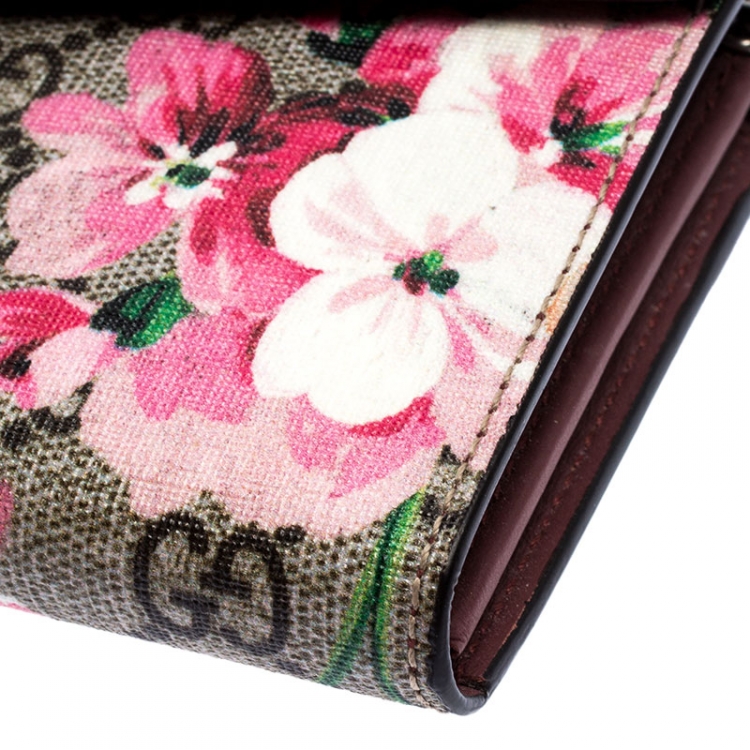 Pre Owned Gucci Multicolor GG Supreme Canvas Dionysus Blooms Print Wallet on Chain
