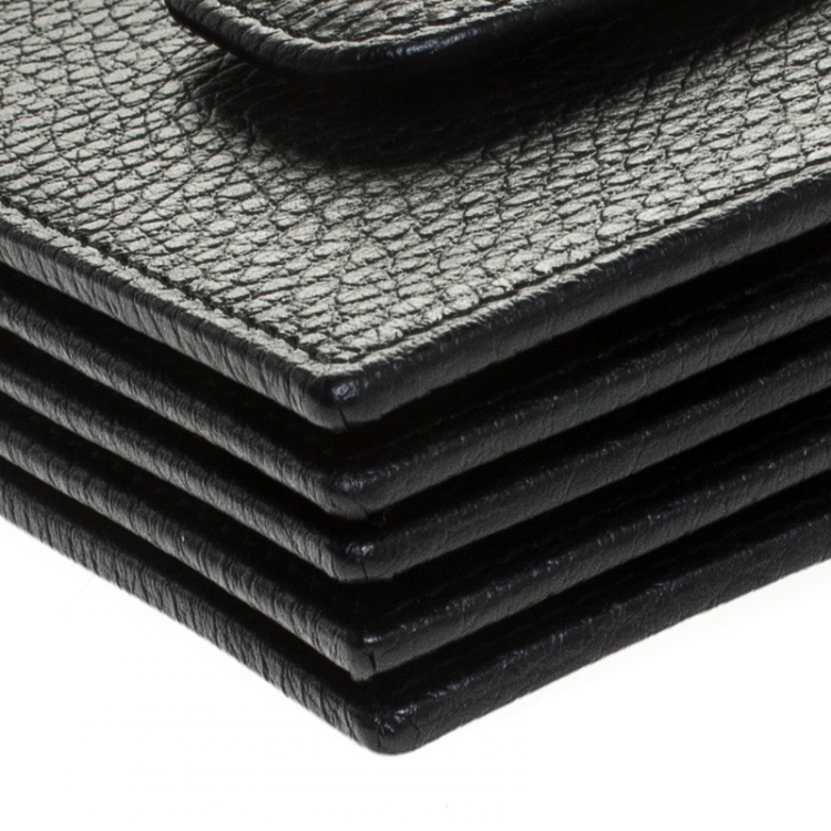 Pre Owned Gucci Black GG Marmont Leather Expandable Card Holder