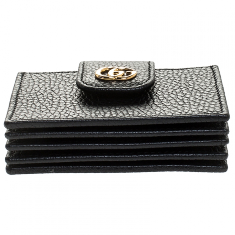Pre Owned Gucci Black GG Marmont Leather Expandable Card Holder