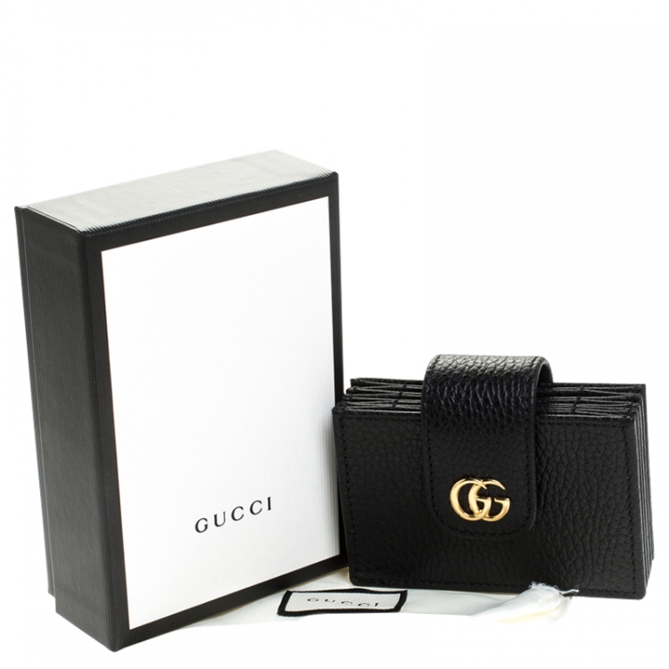 Pre Owned Gucci Black GG Marmont Leather Expandable Card Holder