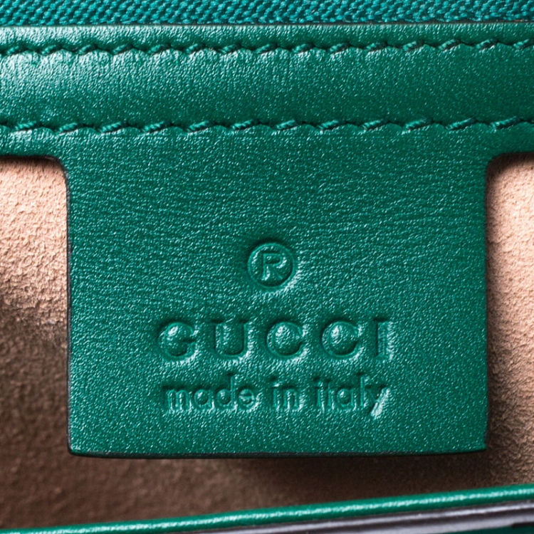Pre Owned Gucci Green Guccissima Leather Medium Padlock Top Handle Bag