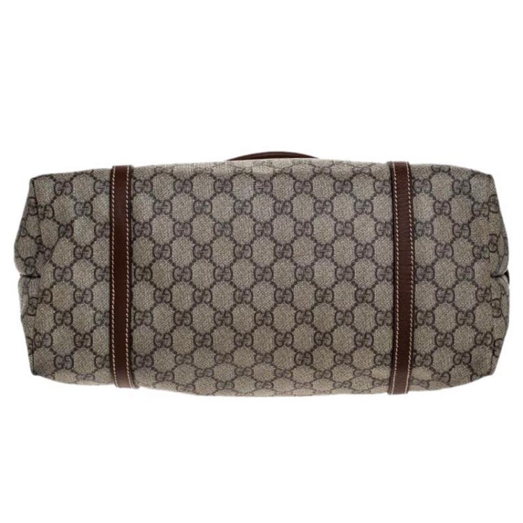 Pre Owned Gucci Brown GG Supreme Coated Canvas and Leather Joy Shopper Tote