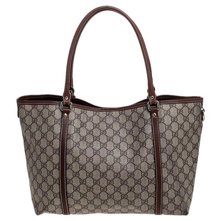 Pre Owned Gucci Brown GG Supreme Coated Canvas and Leather Joy Shopper Tote
