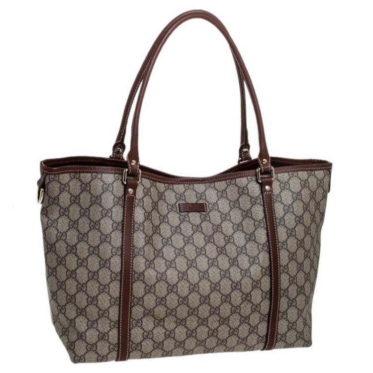 Pre Owned Gucci Brown GG Supreme Coated Canvas and Leather Joy Shopper Tote