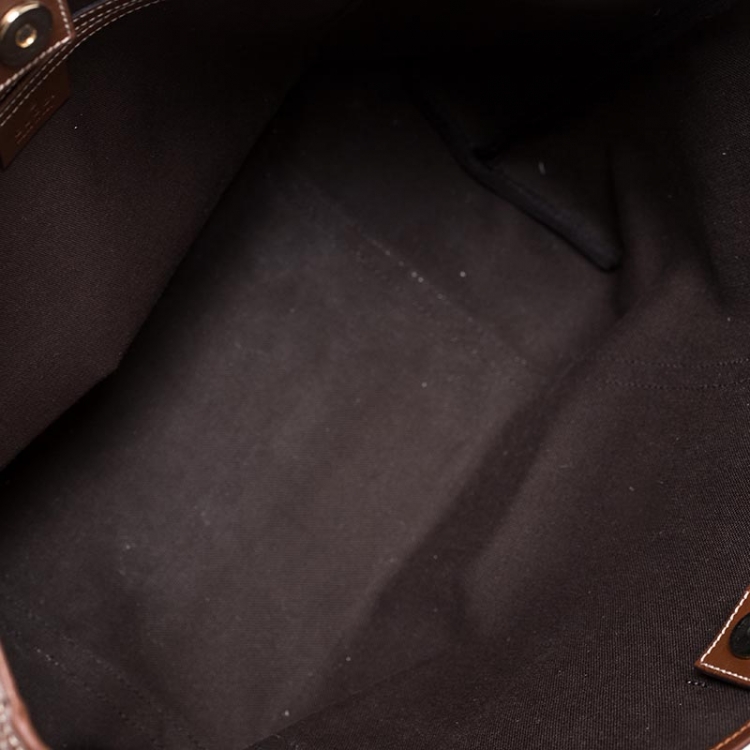 Pre Owned Gucci Brown GG Supreme Coated Canvas and Leather Joy Shopper Tote