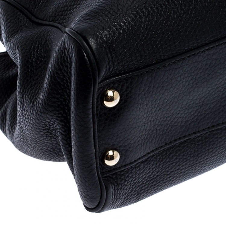 مملوكة مسبقًا Gucci Black Leather Small Bamboo Shopper Tote 