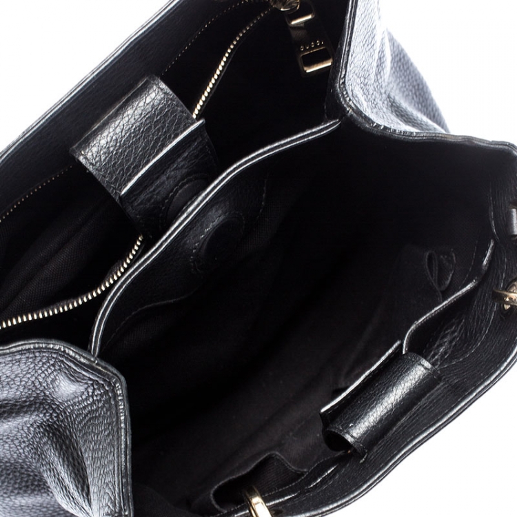 مملوكة مسبقًا Gucci Black Leather Small Bamboo Shopper Tote 