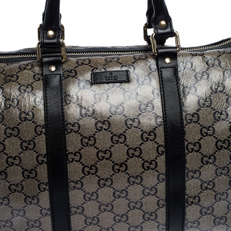 Pre Owned Gucci Grey/Black GG Crystal Canvas Medium Joy Boston Bag
