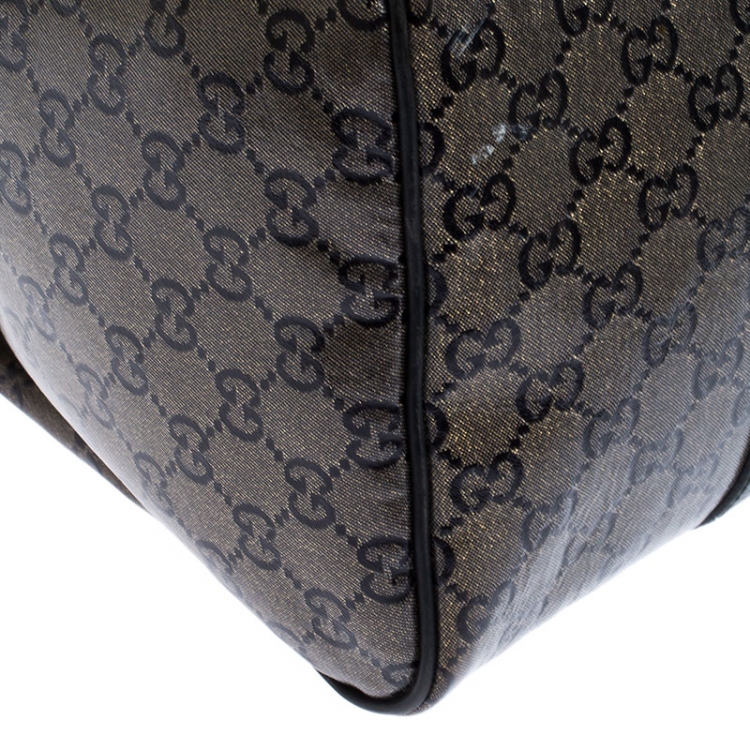 Pre Owned Gucci Grey/Black GG Crystal Canvas Medium Joy Boston Bag