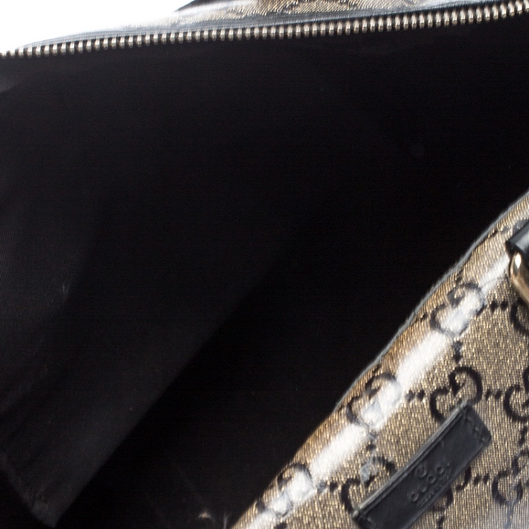 Pre Owned Gucci Grey/Black GG Crystal Canvas Medium Joy Boston Bag