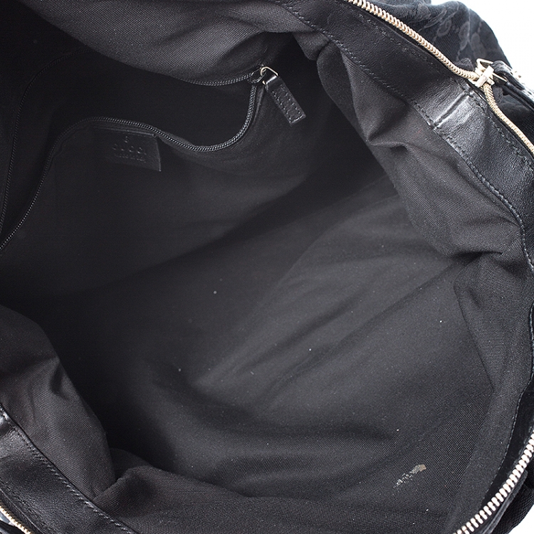 Pre Owned Gucci Black GG Canvas and Leather Medium Sukey Boston Bag