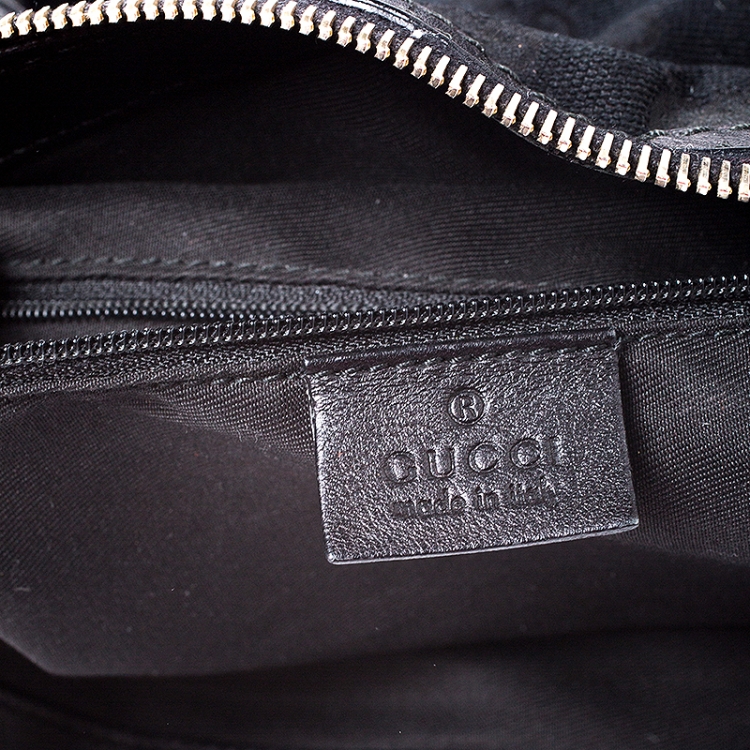 Pre Owned Gucci Black GG Canvas and Leather Medium Sukey Boston Bag