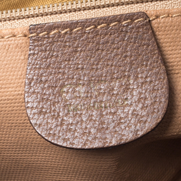 Pre Owned Gucci Brown GG Supreme Coated Canvas and Leather Vintage Cosmetic Pouch