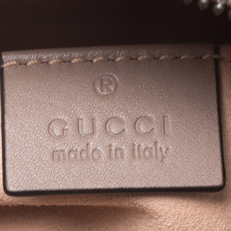 Pre Owned Gucci Old Rose Matelassé Leather GG Marmont Belt Bag