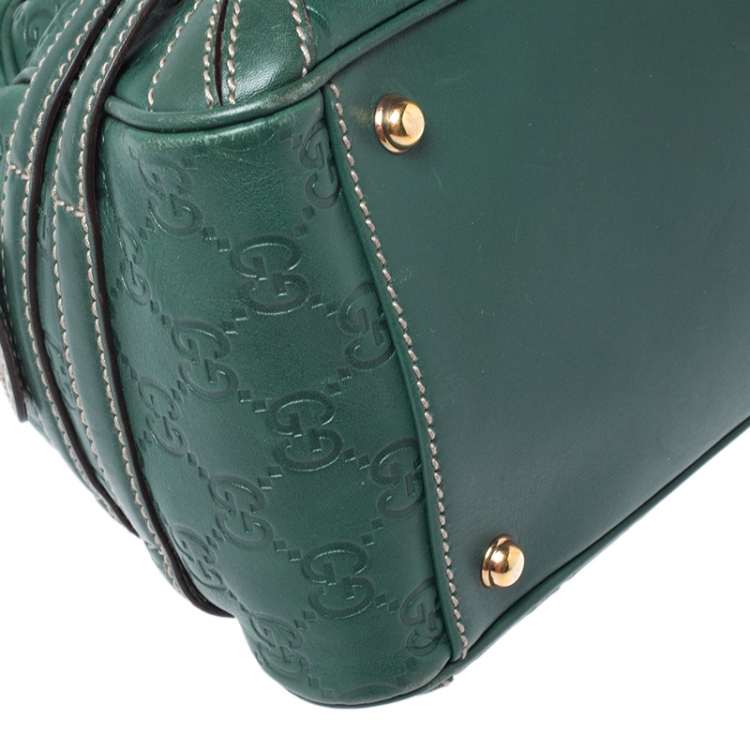 Pre Owned Gucci Green Guccissima Leather Wave Boston Bag